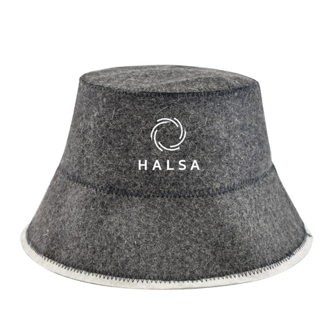 Halsa gorro sauna frontal mostrando forma y ajuste confortable