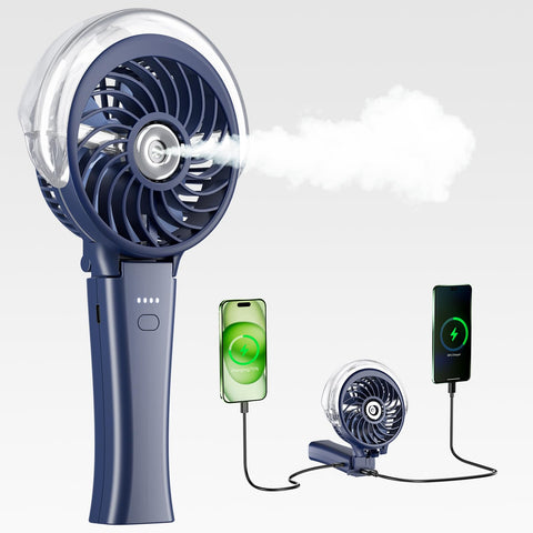 HandFan vista frontal del ventilador royal blue con diseño compacto y fresco