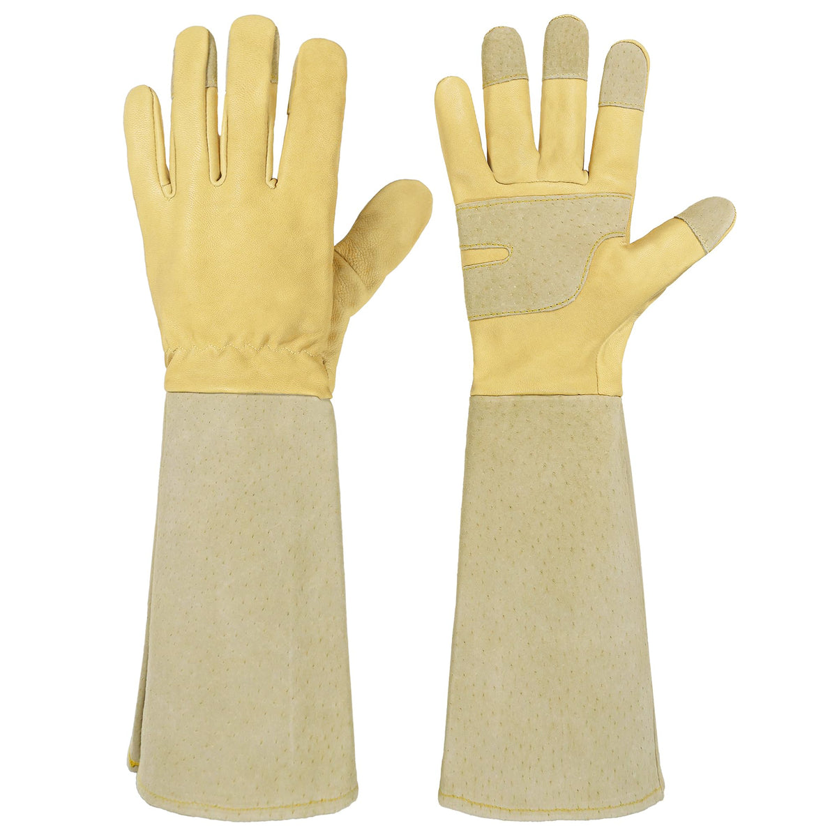 HANDLANDY guantes frente mostrando diseño y color vainilla, protección cómoda