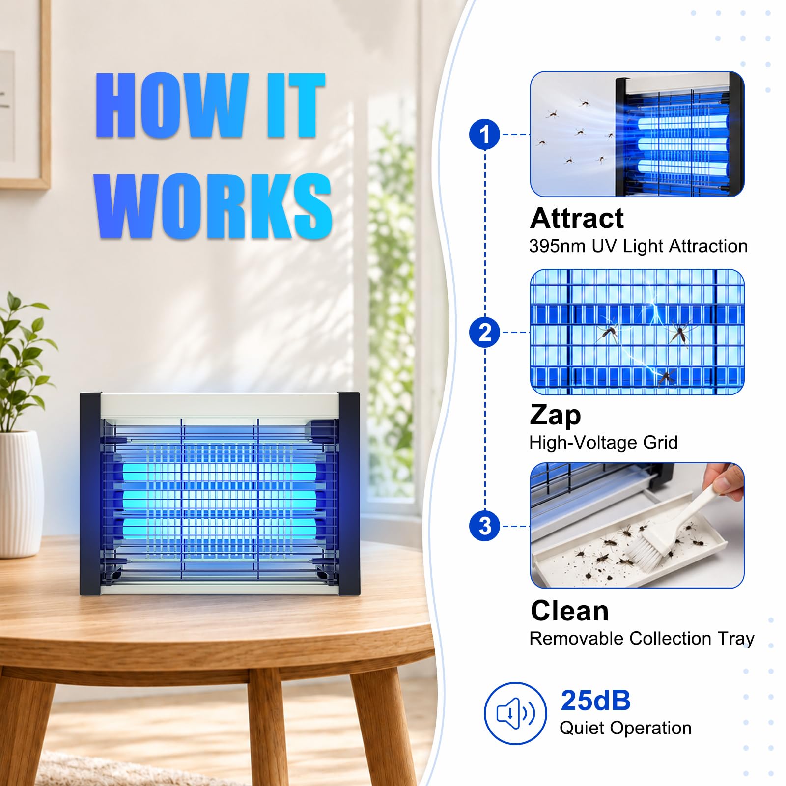 Handylit colocado en cocina controlando moscas y mosquitos alrededor