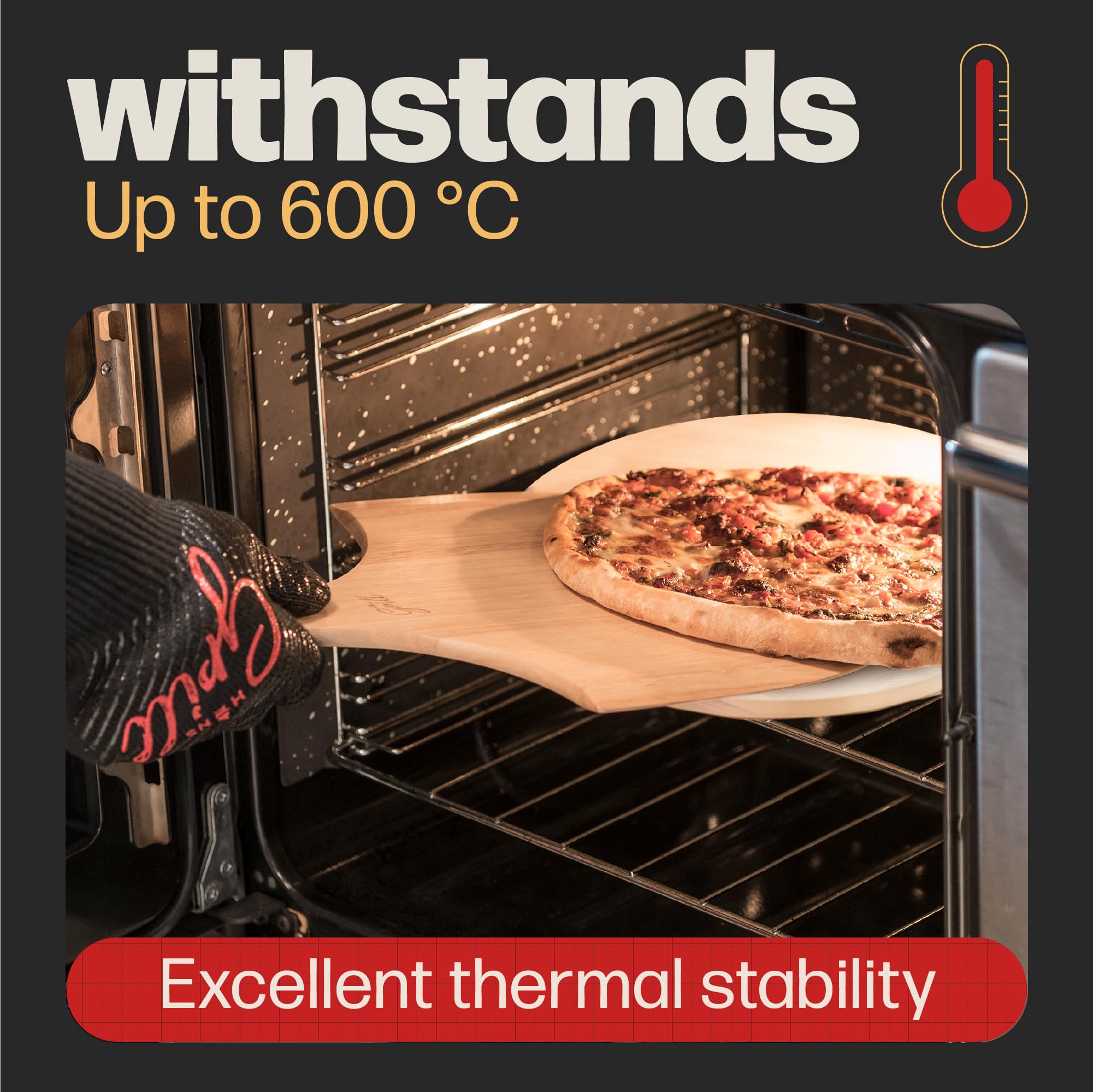 Hans Grill piedra con pizza dentro de horno logrando base dorada uniforme