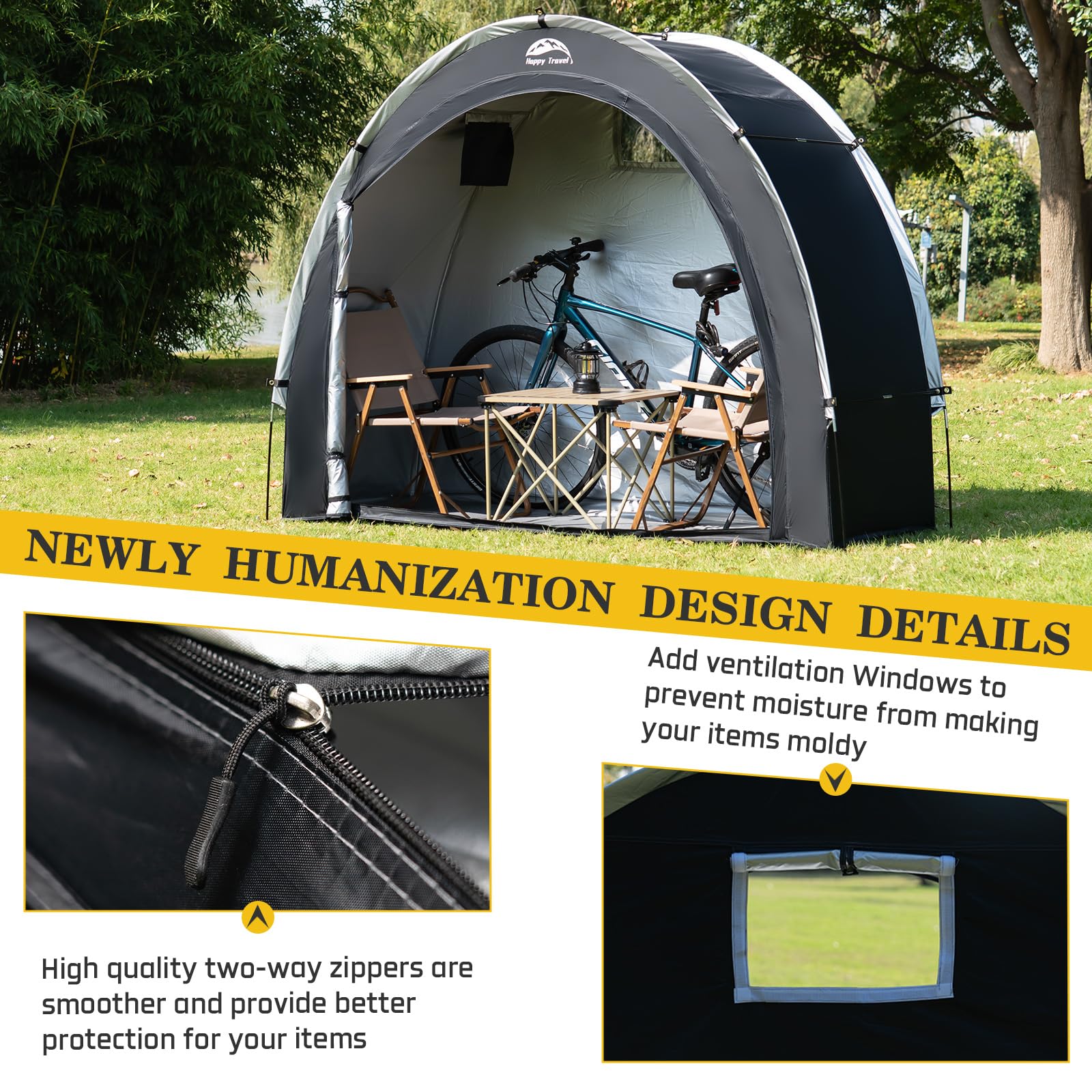 Happy Travel comparación de tamaño con bicicleta para visualizar dimensiones reales