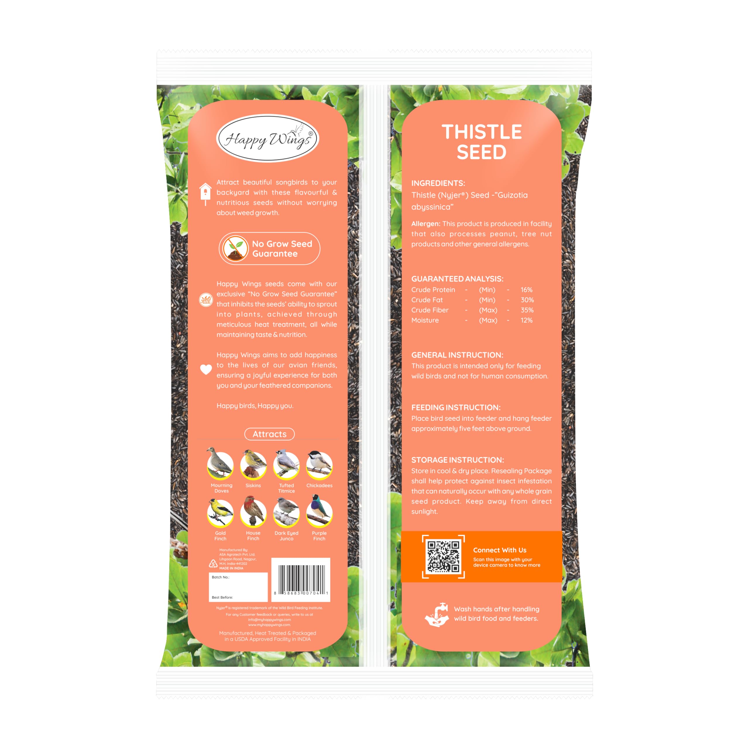 Happy Wings bolsa resellable abierta que preserva frescura y conveniencia