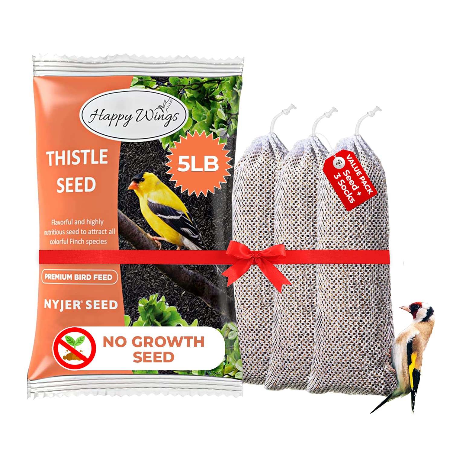 Happy Wings sachet frontal mostrando 5 lb para alimentación prolongada