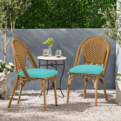 HARBOREST cojines teal en terraza ambientada, añade color y estilo
