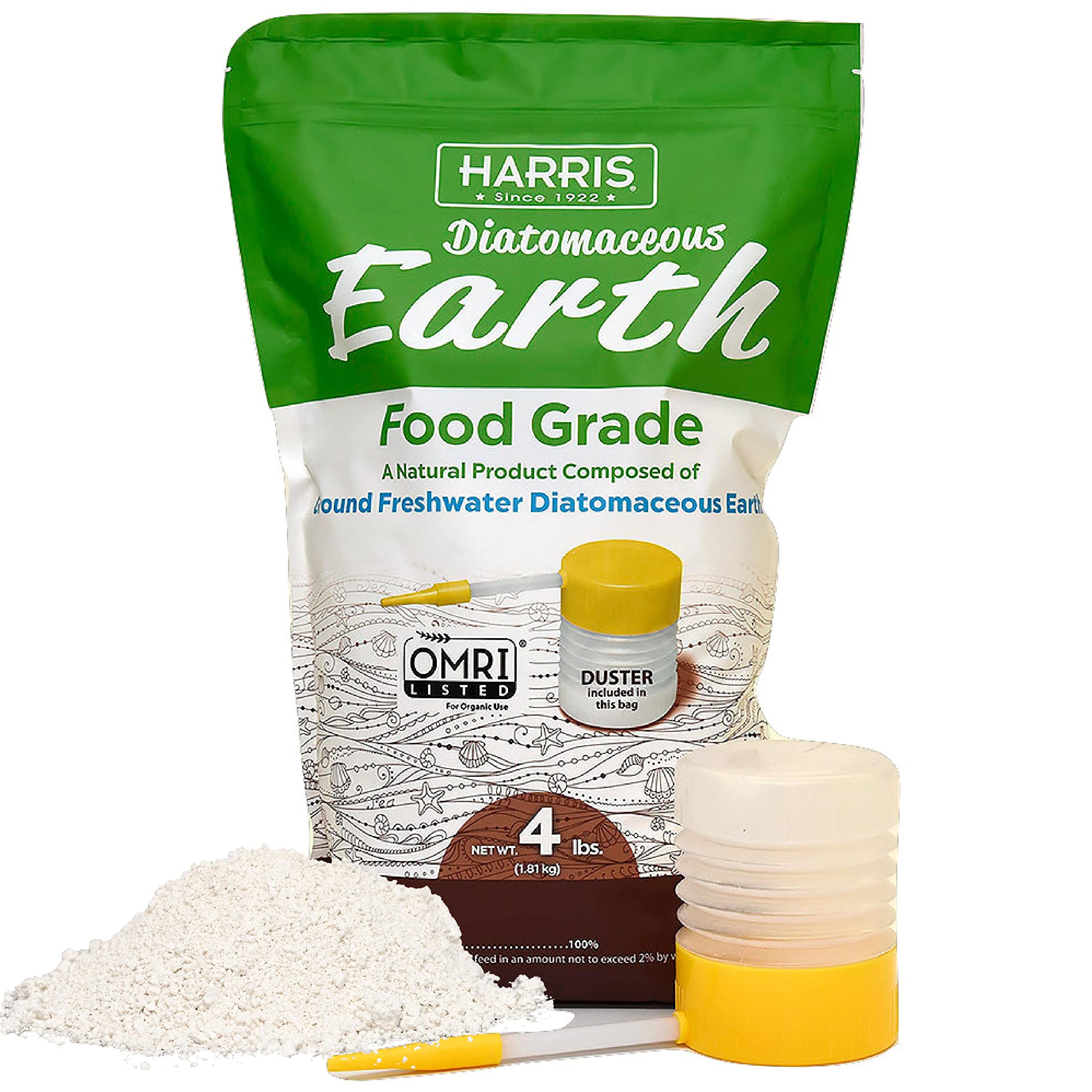 HARRIS bolsa frontal mostrando 4 lb y aplicador, fácil almacenamiento