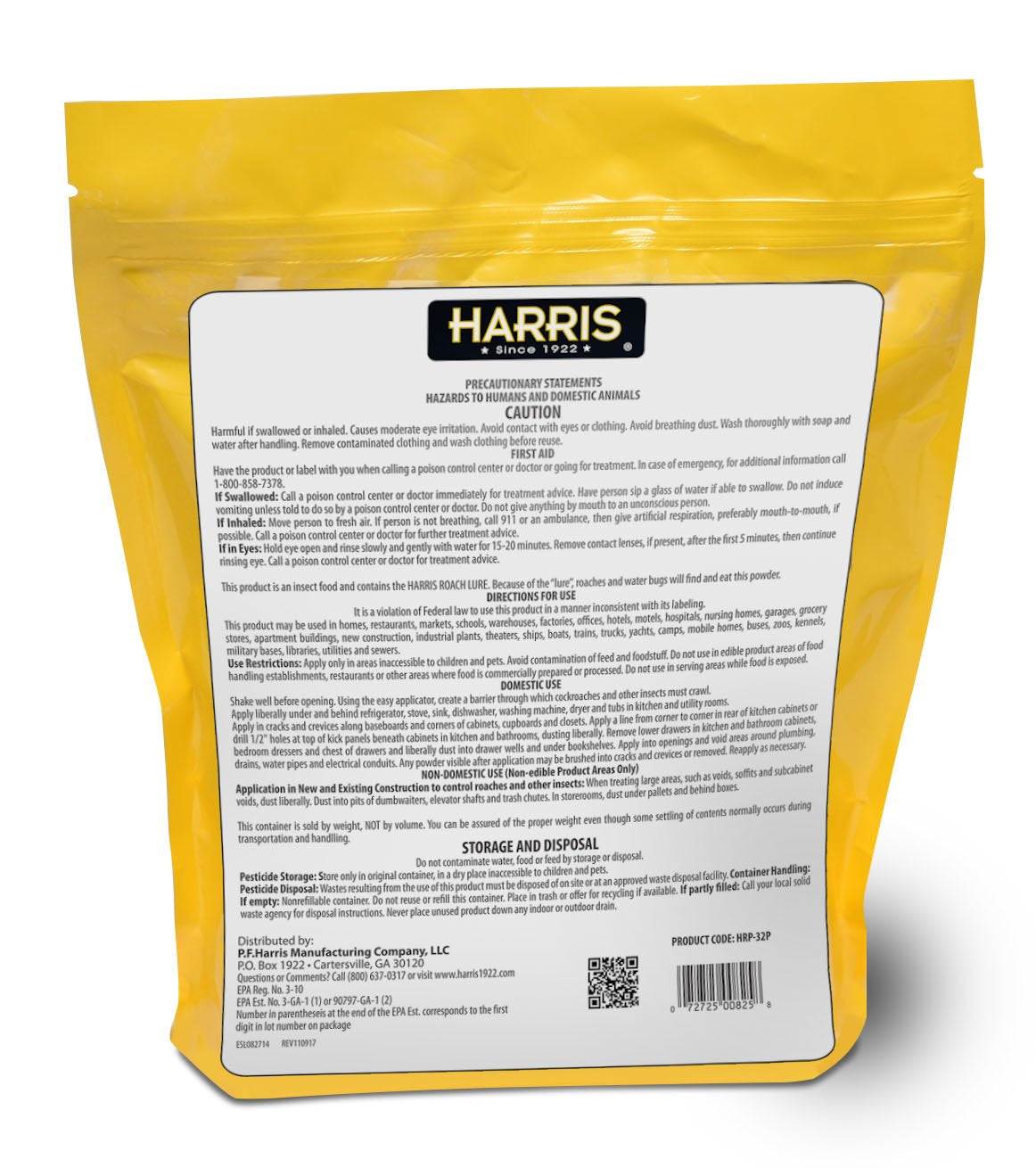 HARRIS cierre y etiqueta del envase con instrucciones claras para aplicación segura