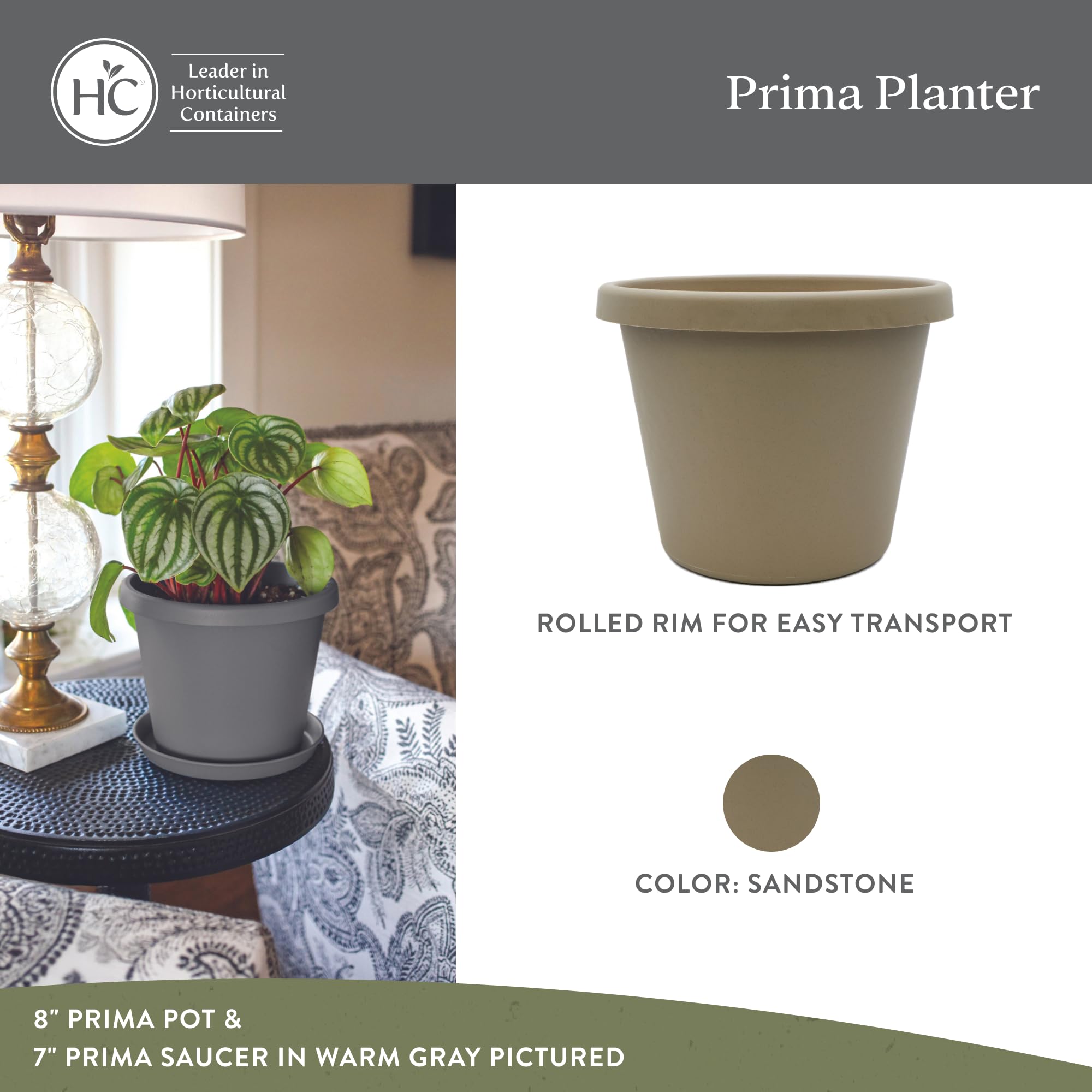 The HC Companies maceta Prima textura sandstone elegante y duradera