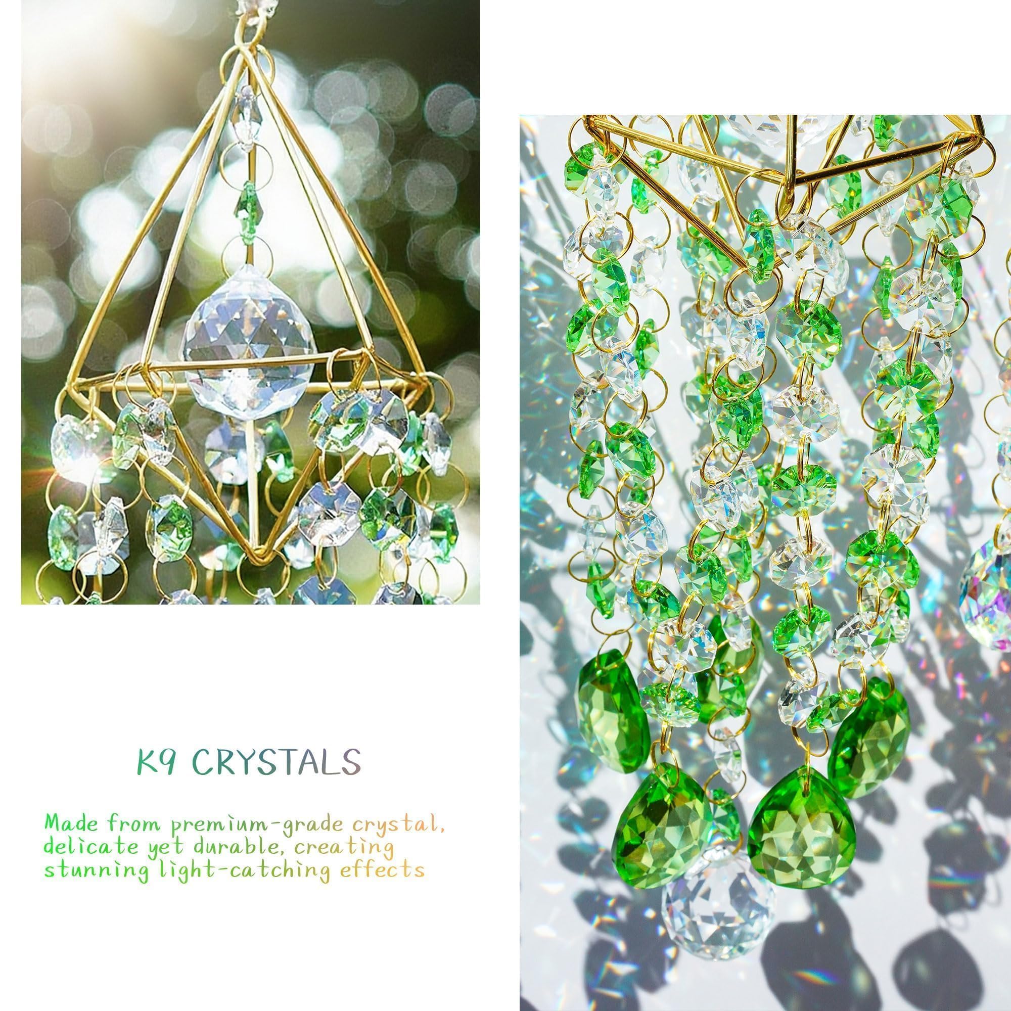 HDCRYSTALGIFTS vista completa colgado, muestra longitud y colgantes