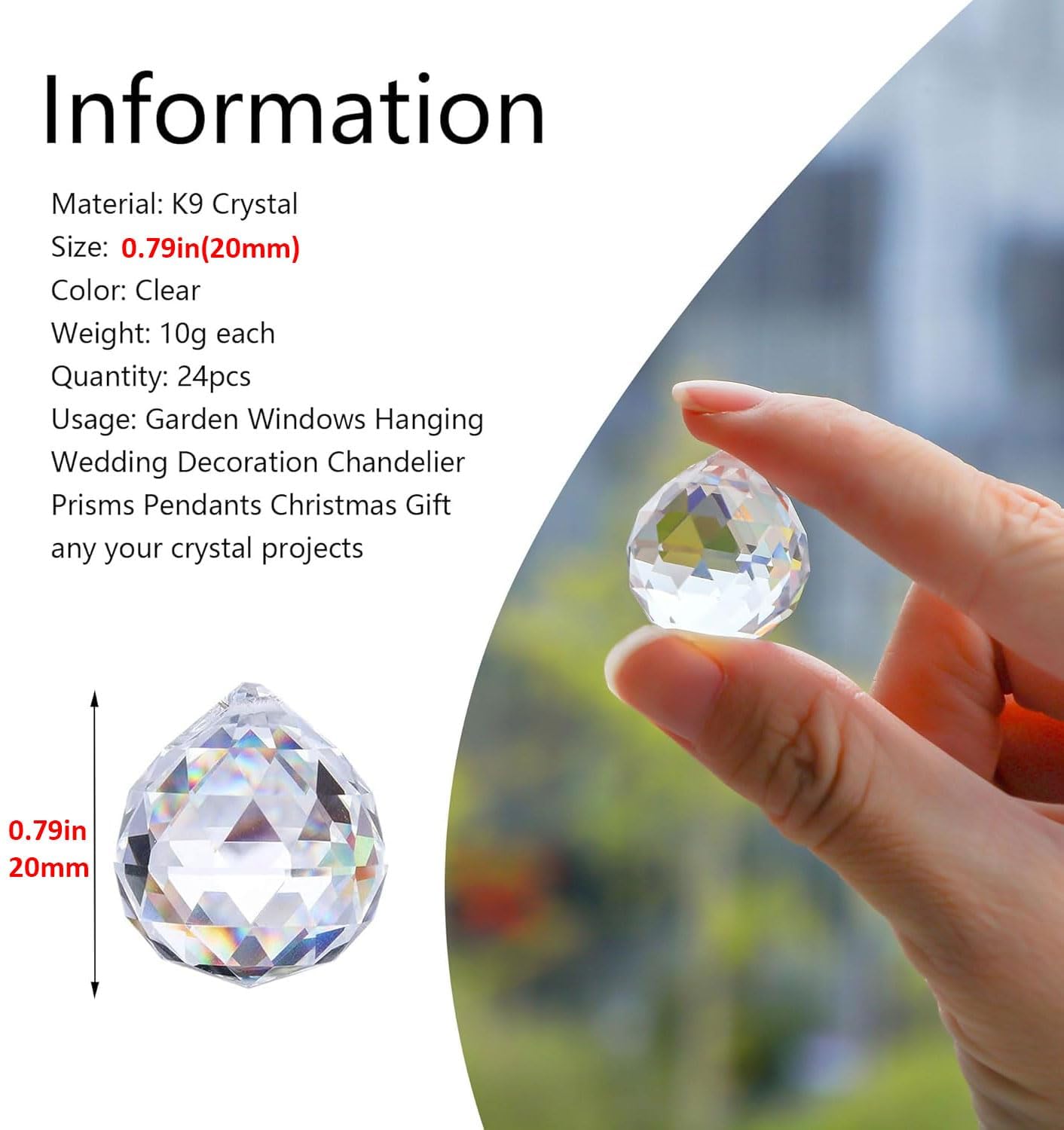 HDCRYSTALGIFTS orificio superior listo para colgar con cordón