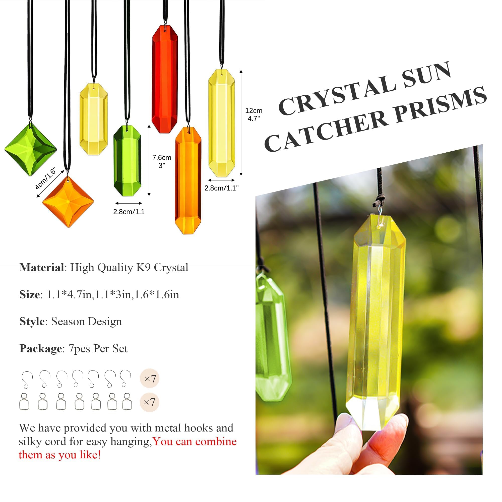 HDCRYSTALGIFTS prisms colgados en ventana generando color