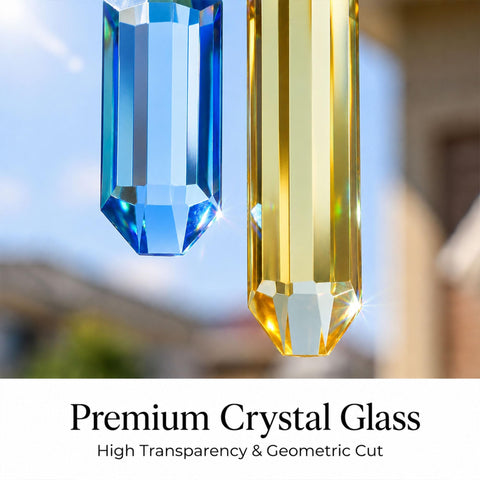 HDCRYSTALGIFTS prismas colgados en ventana proyectando arcoíris decorativos