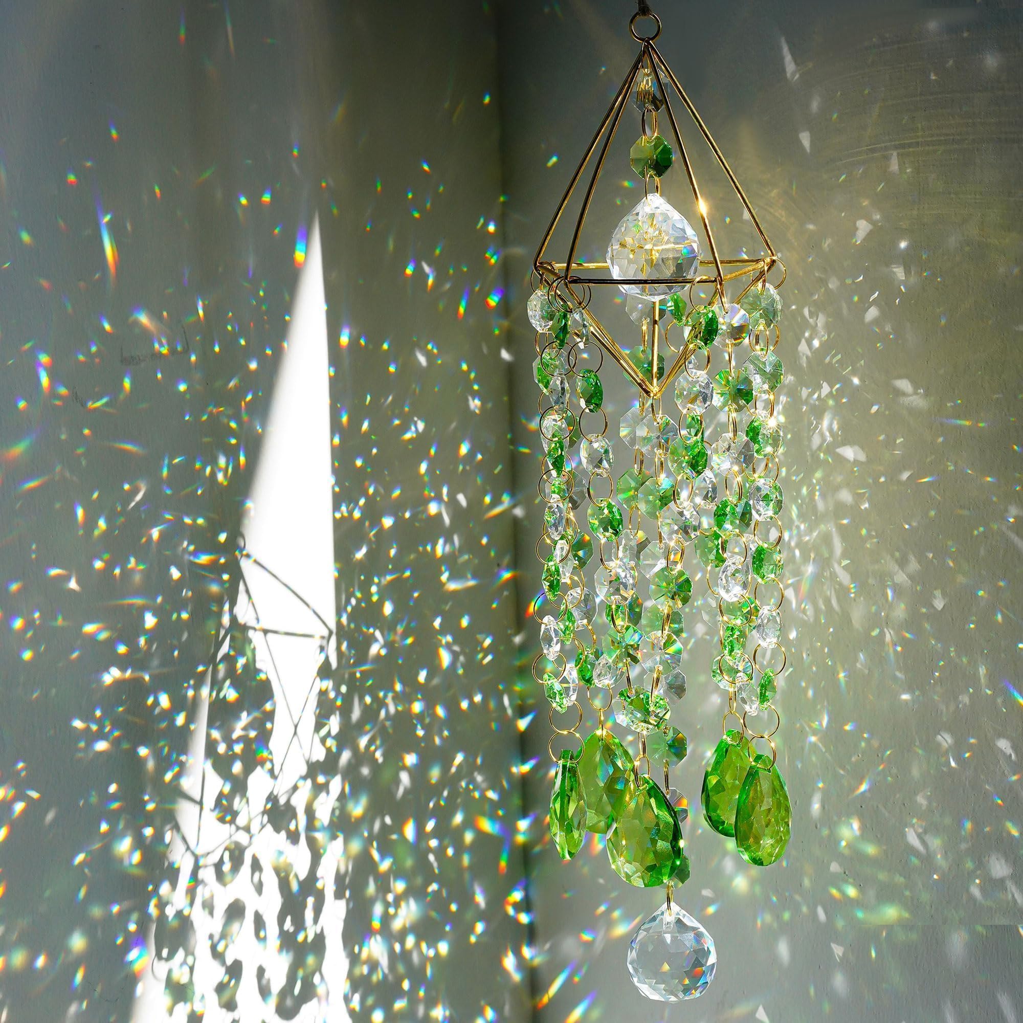HDCRYSTALGIFTS frontal del suncatcher en su empaque, presentación elegante