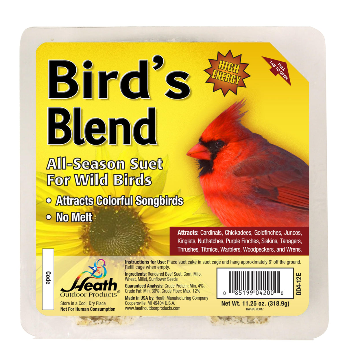Heath Outdoor vista frontal del pack de 18 suet cakes con ahorro