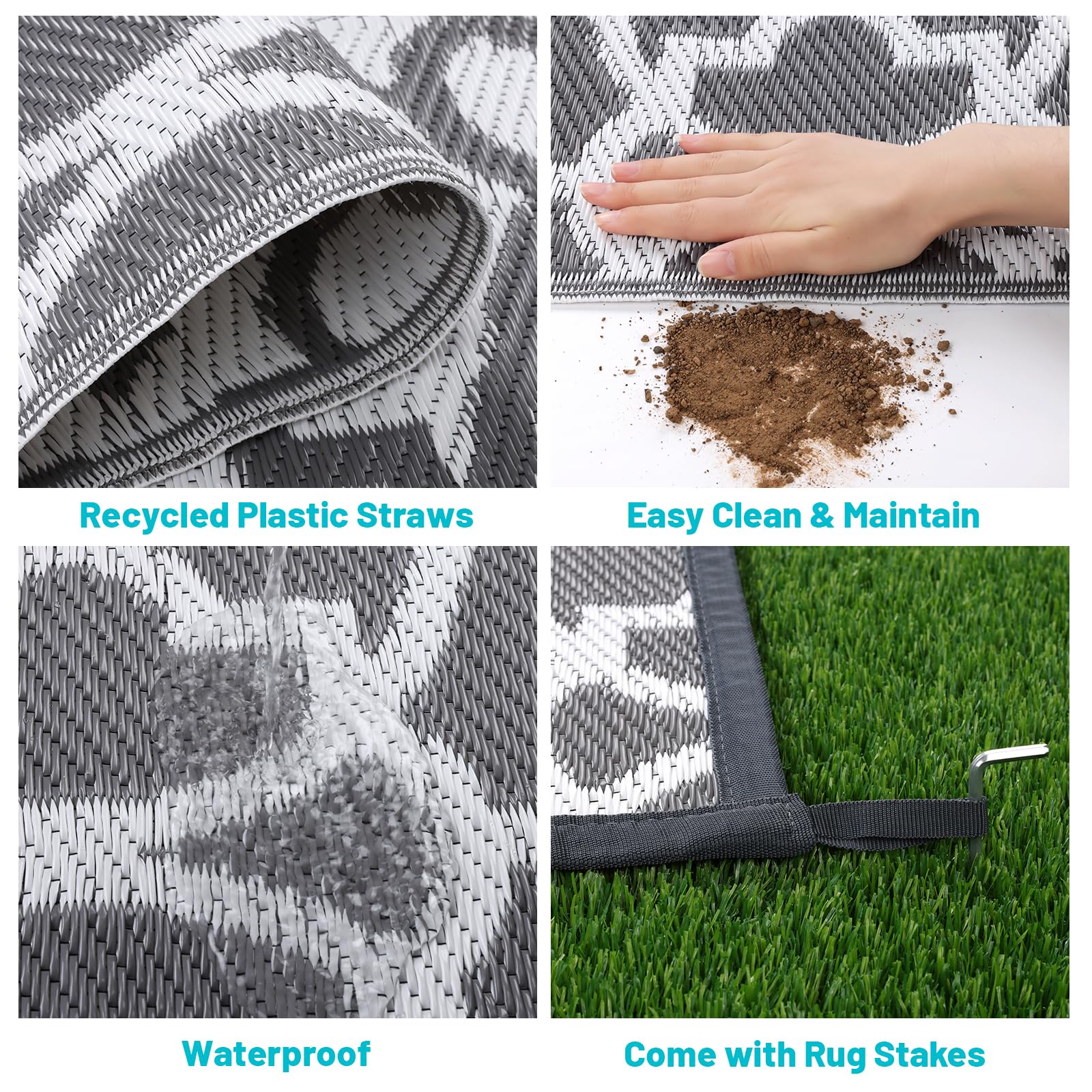 HEBE alfombra en uso en patio, protección y estilo al aire libre