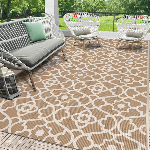 HEBE alfombra exterior 5x8 vista frontal resistente y decorativa