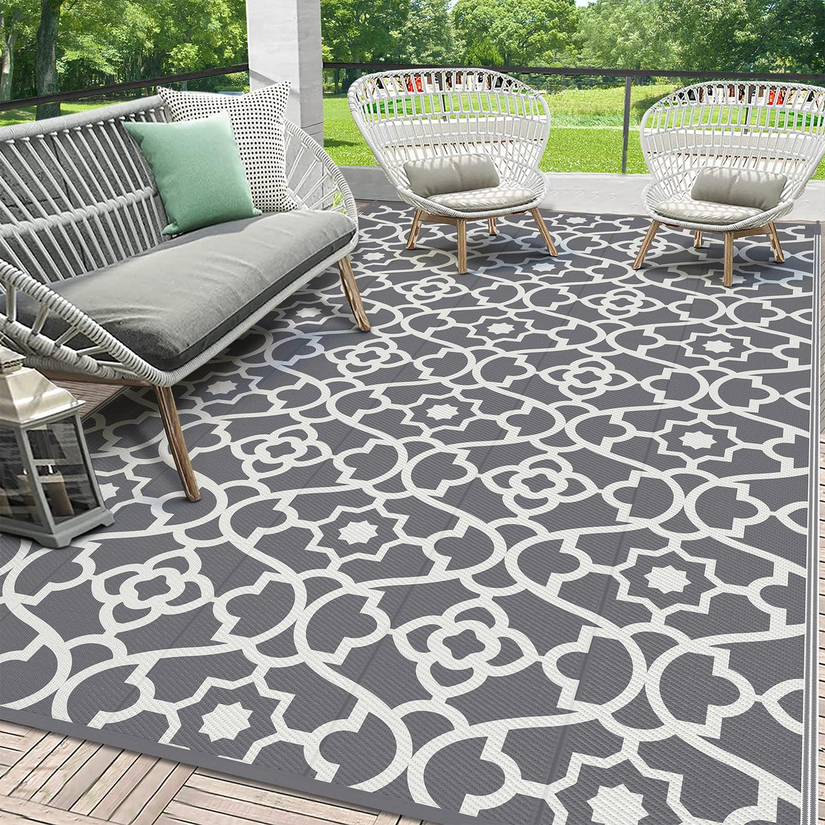 HEBE alfombra exterior vista frontal, aspecto elegante y resistente