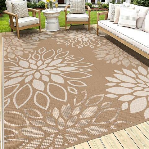 HEBE vista frontal de la alfombra 8'x10' con diseño floral y protección duradera