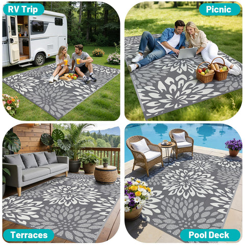 HEBE alfombra plegada en bolsa mostrando portabilidad para camping