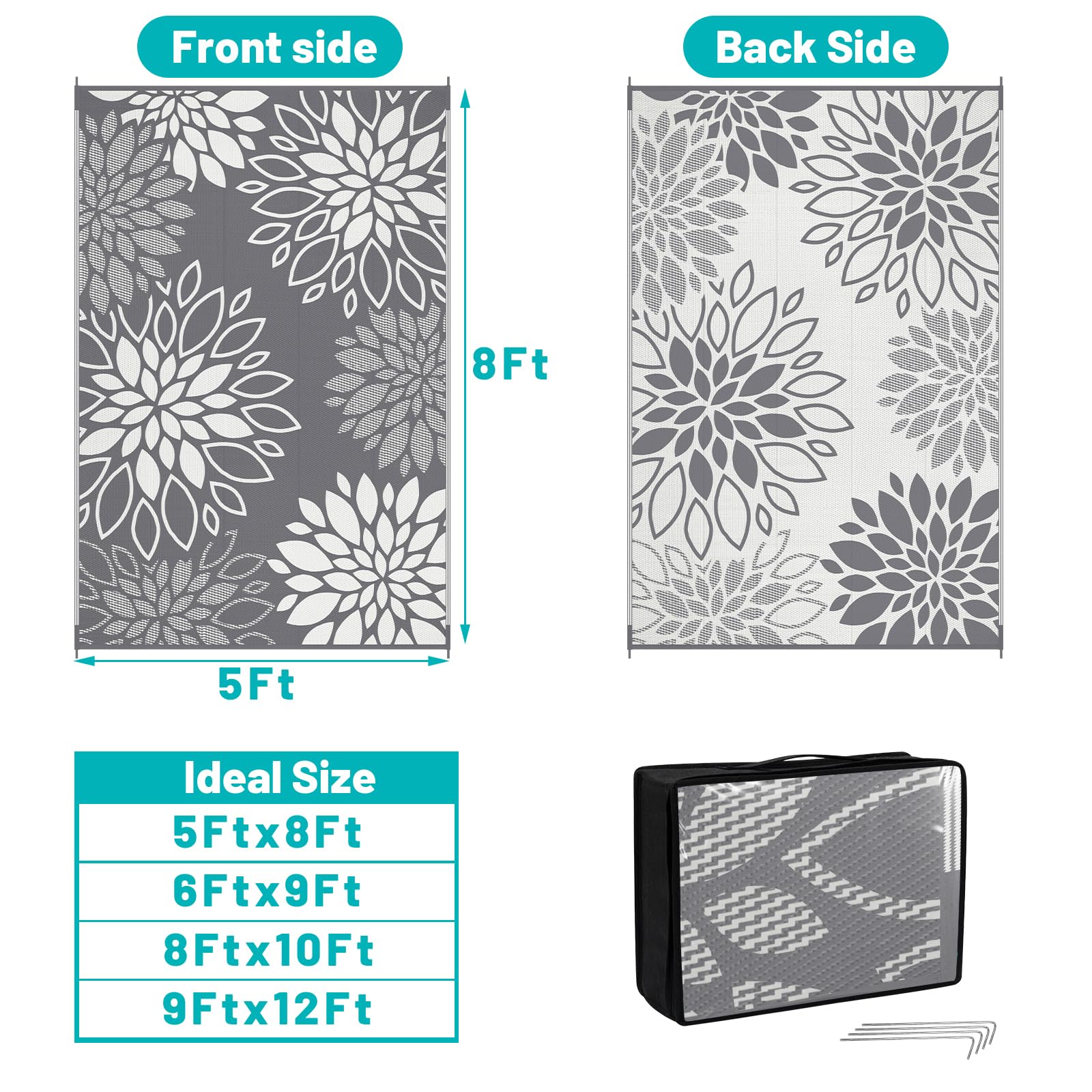 HEBE alfombra lado B reversible con patrón floral para variar estilo