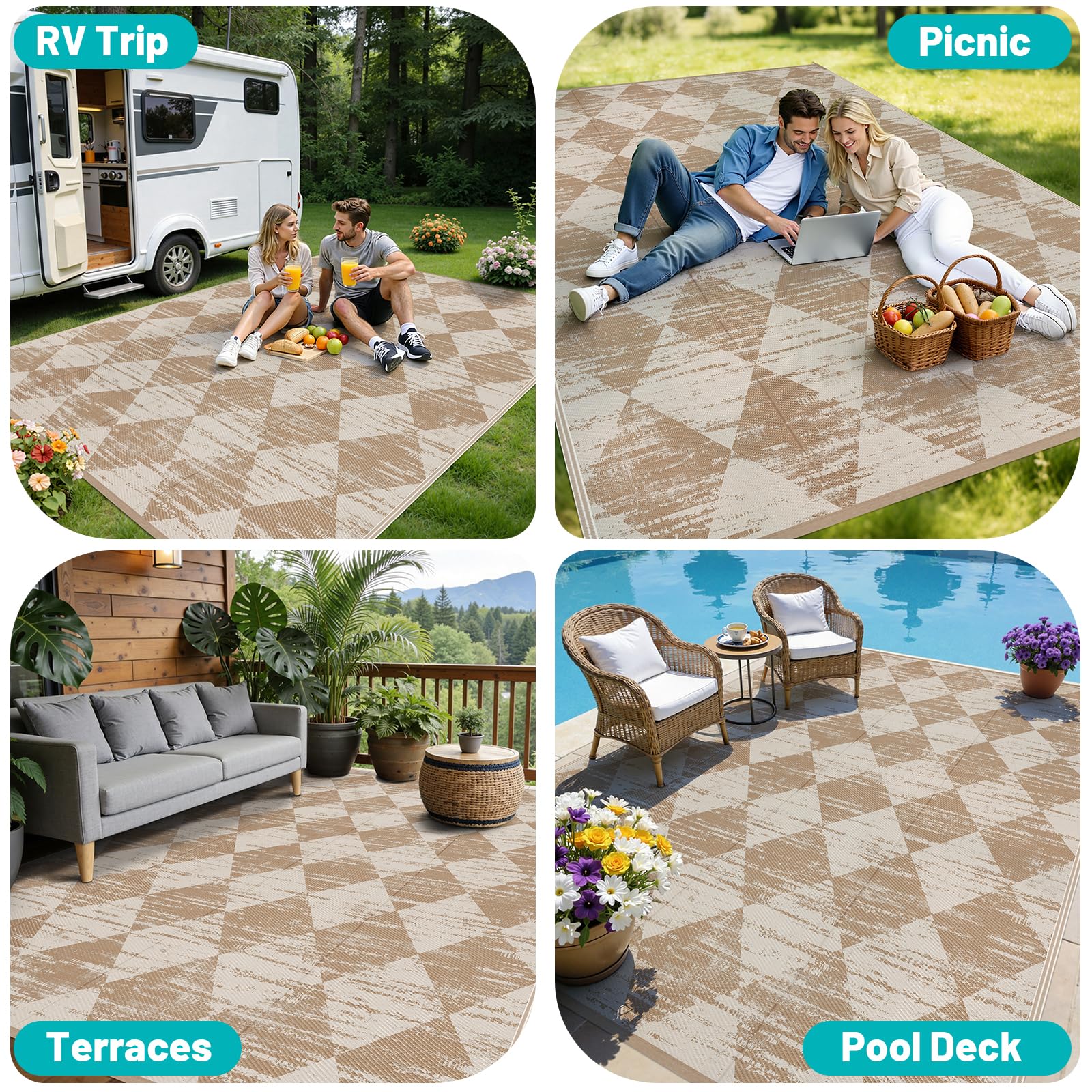 HEBE alfombra junto a una silla para comparar tamaño 6'x9', ayuda a elegir espacio