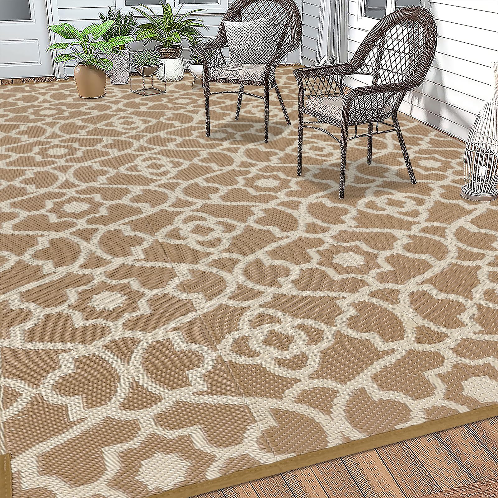 HEBE alfombra 8'x10' junto a muebles para mostrar escala y cobertura