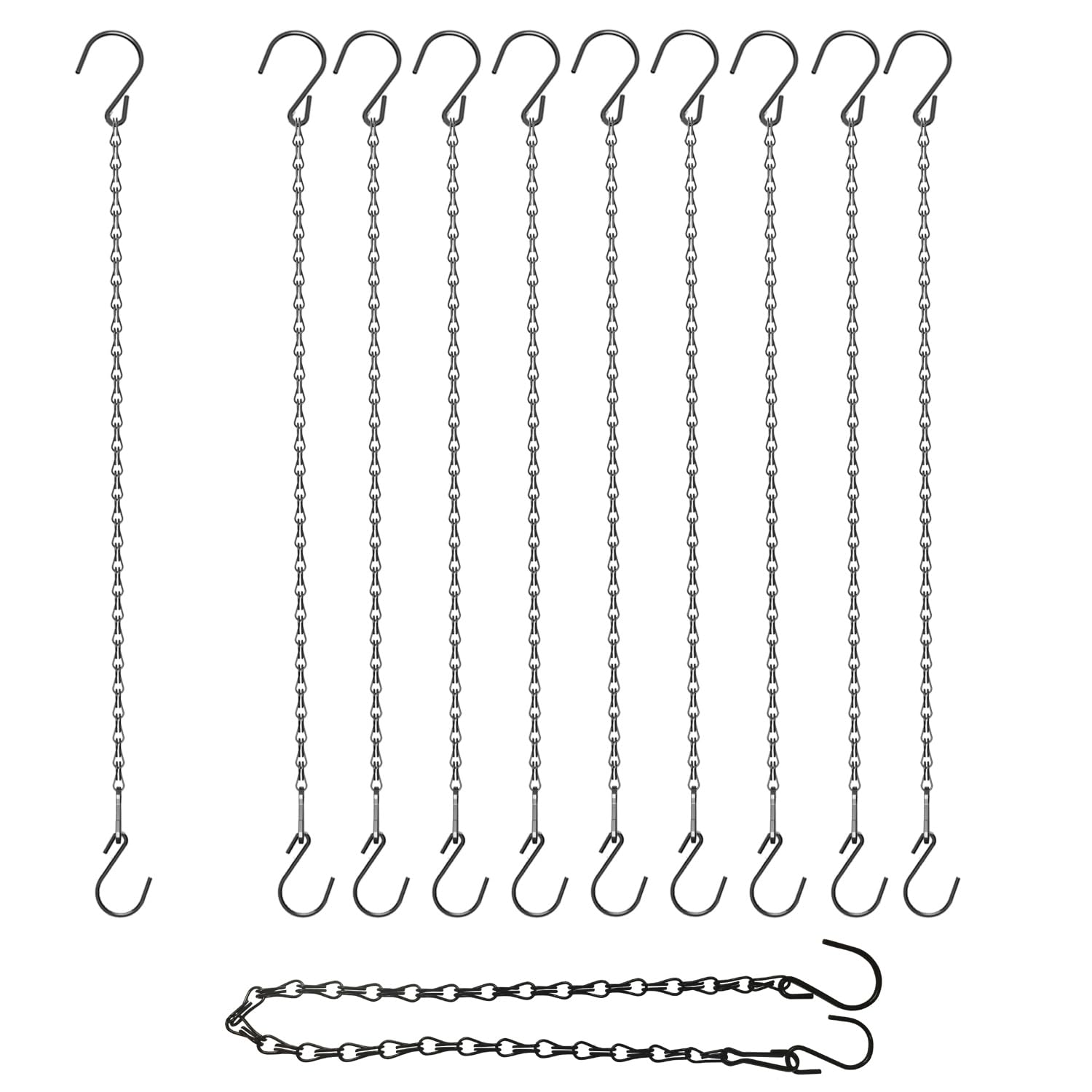 HEDGBOBO cadena frontal mostrando pack y ganchos, seguridad para macetas