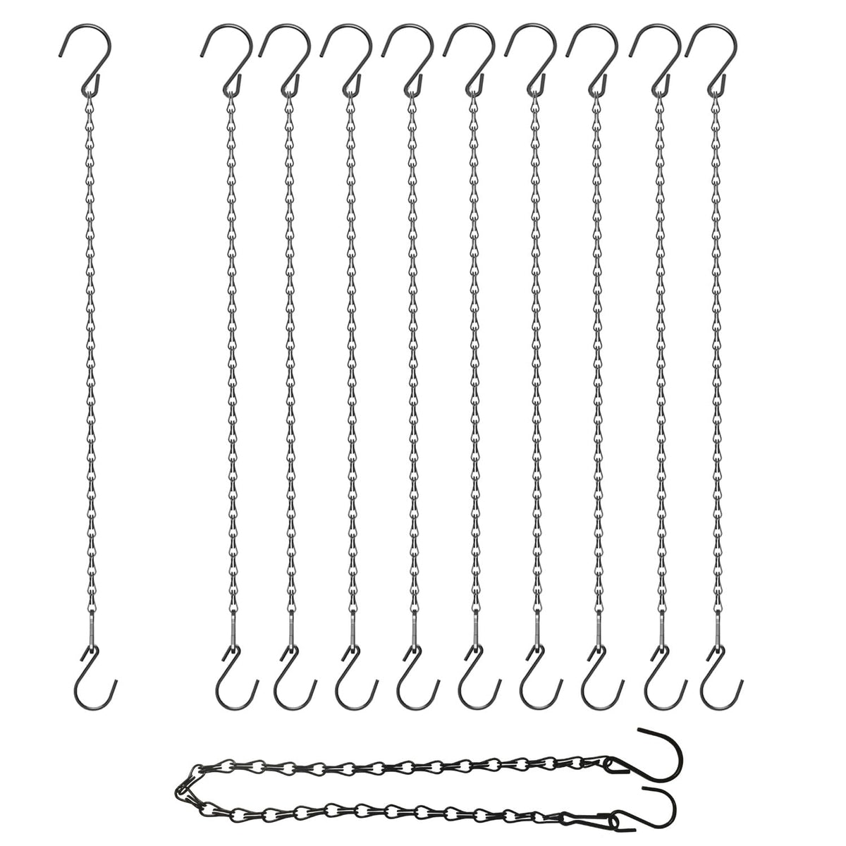 HEDGBOBO cadena frontal mostrando pack y ganchos, seguridad para macetas