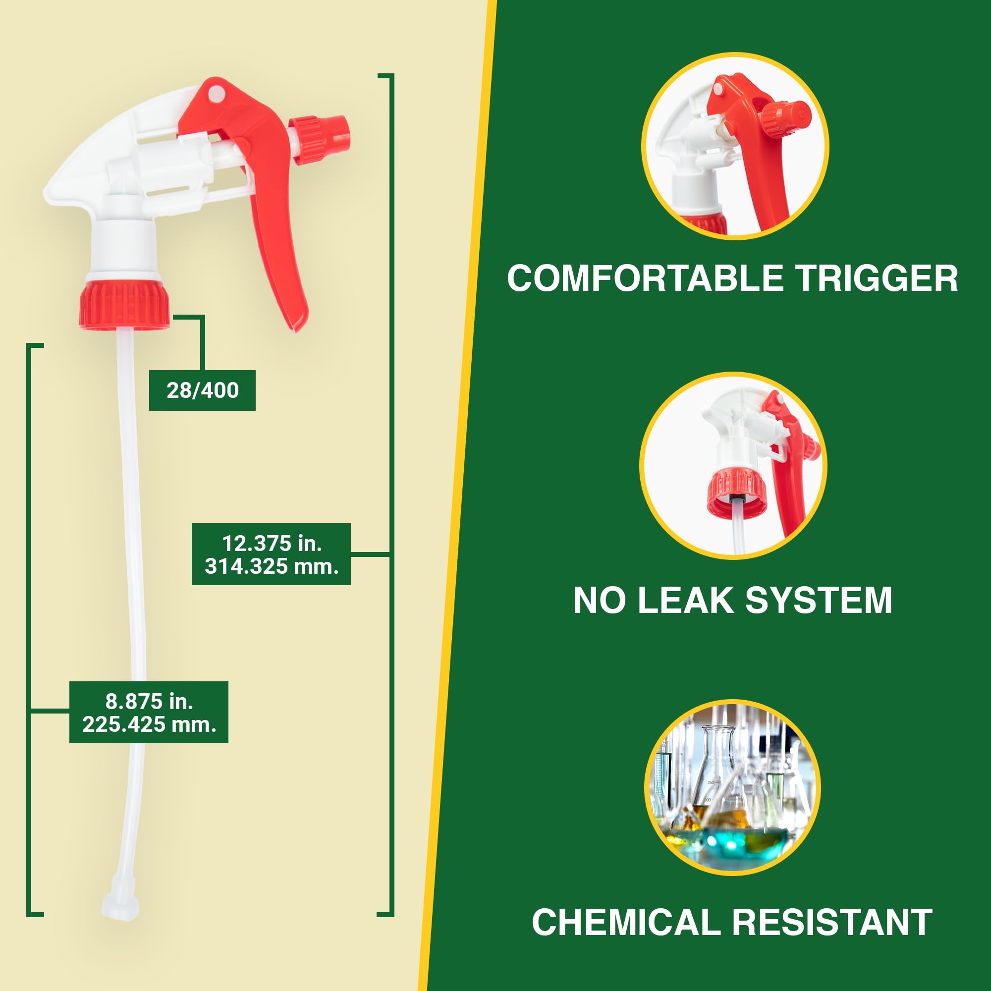 Heluva Green primer plano del gatillo resistente y ergonómico para control