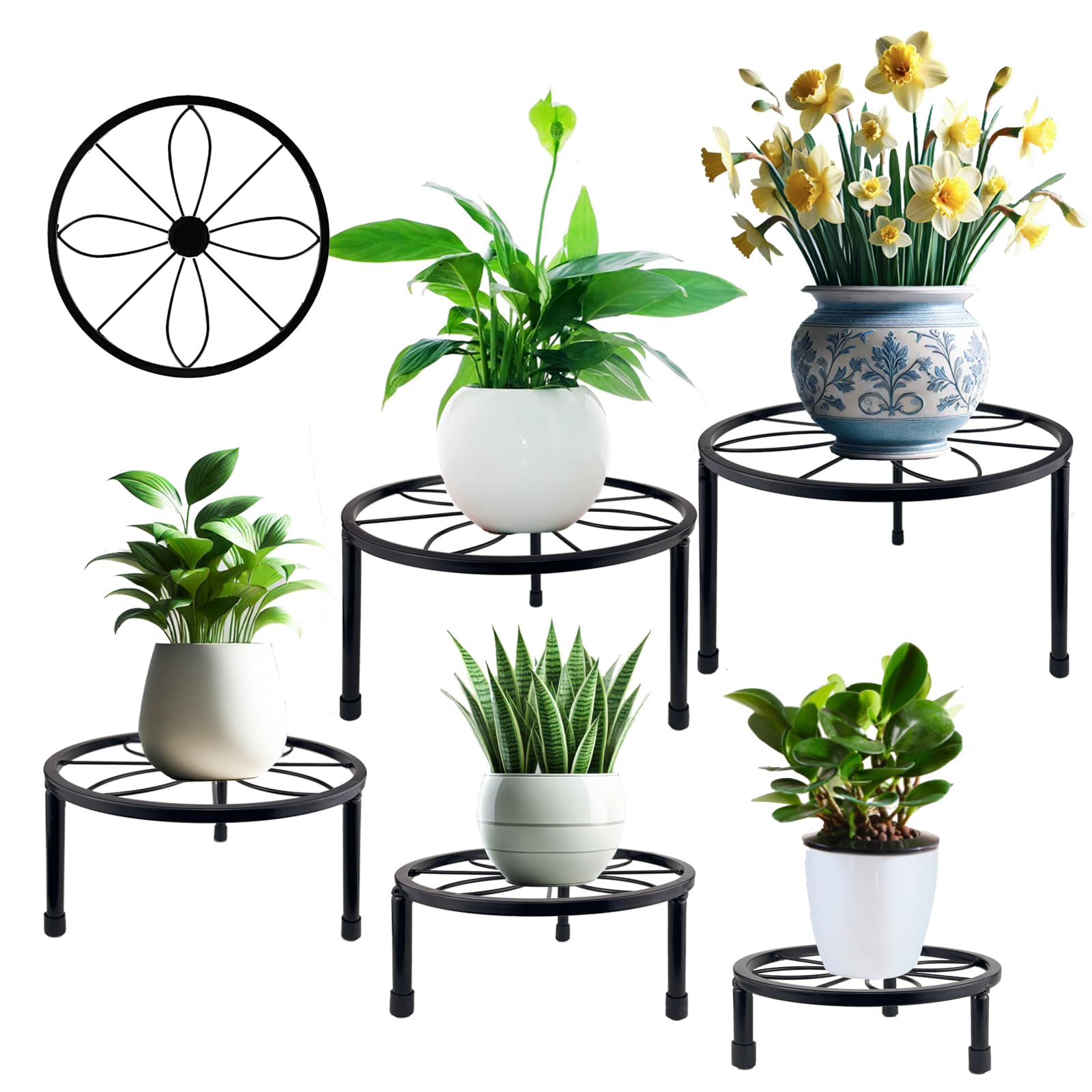 HENABLE soporte metálico frontal mostrando acabado negro y elegancia