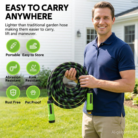 HEYRSUN manguera 75 ft comparación de tamaño clara escala