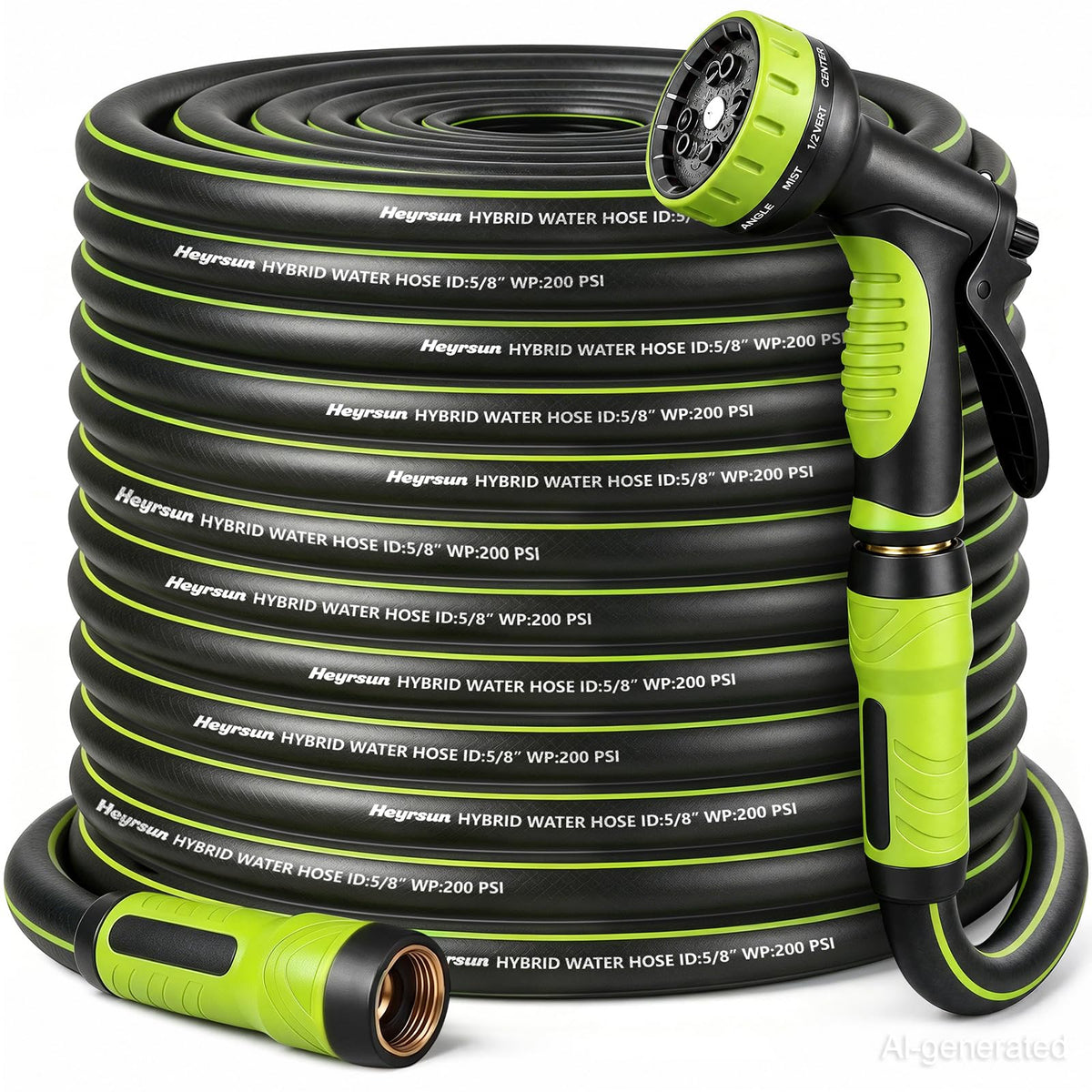 HEYRSUN manguera 75ft frontal mostrando el paquete completo y beneficios