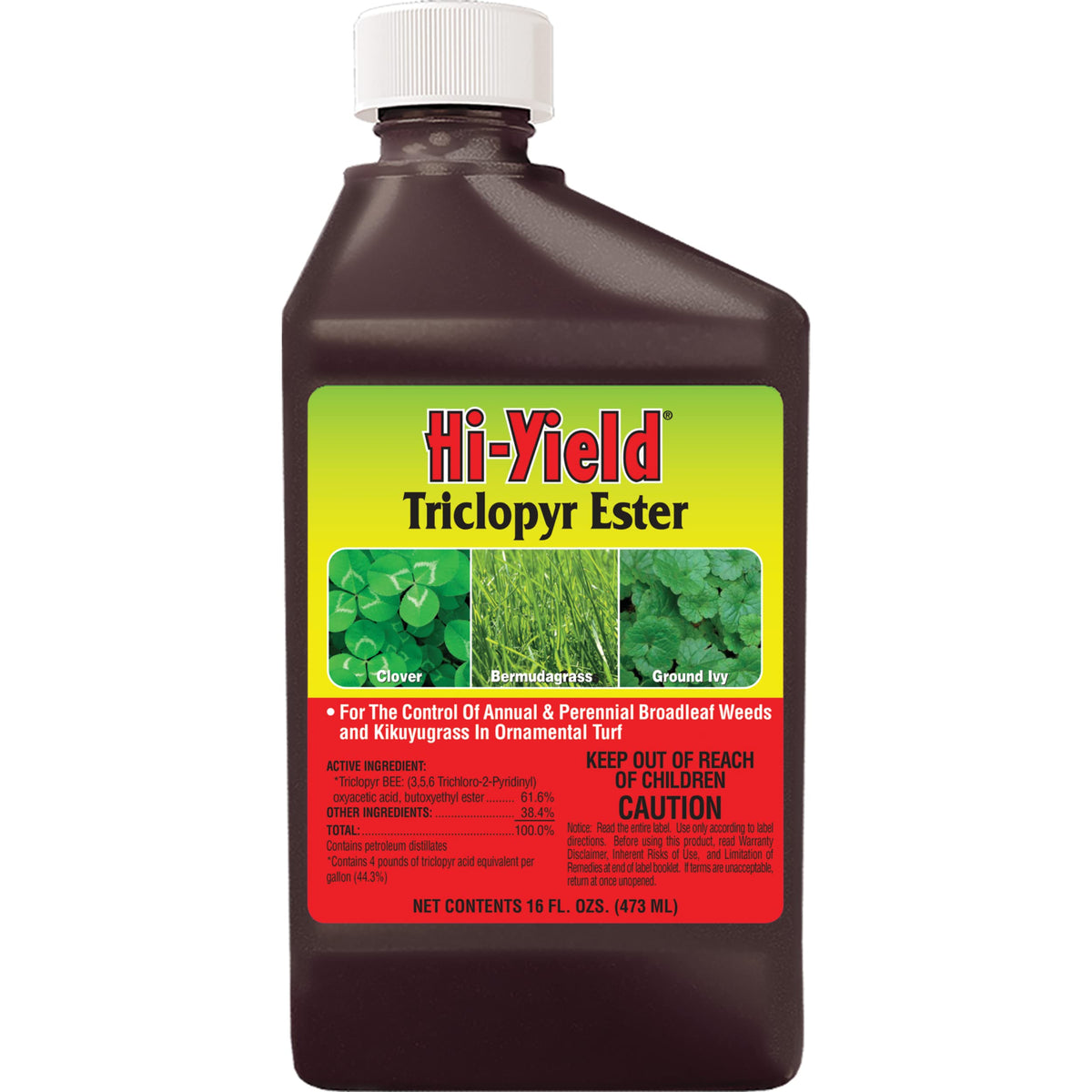 Hi-Yield botella de 16 oz vista frontal mostrando etiqueta y beneficio de control selectivo