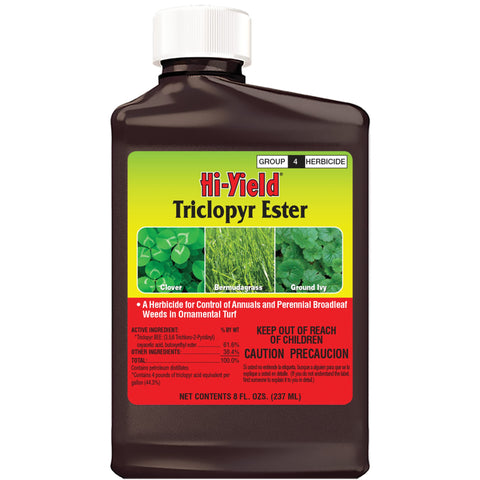 Hi-Yield envase frontal muestra concentración y control eficaz de malezas