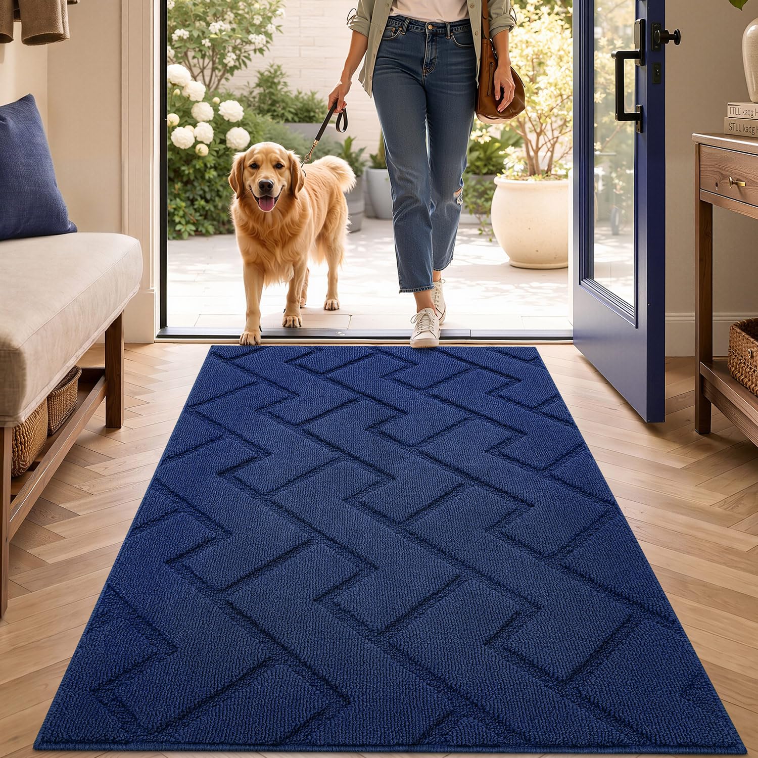 hicorfe felpudo frontal navy blue vista completa y protección de entrada