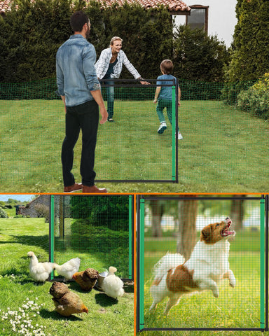 HIDALIFE escena en jardín con perro y niños jugando, delimita áreas recreativas