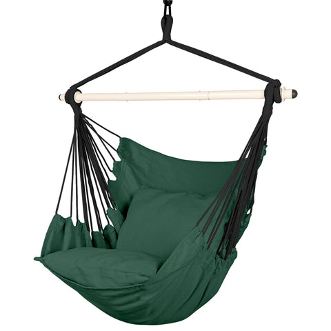 Highwild silla hamaca frontal verde mostrando apertura y confort