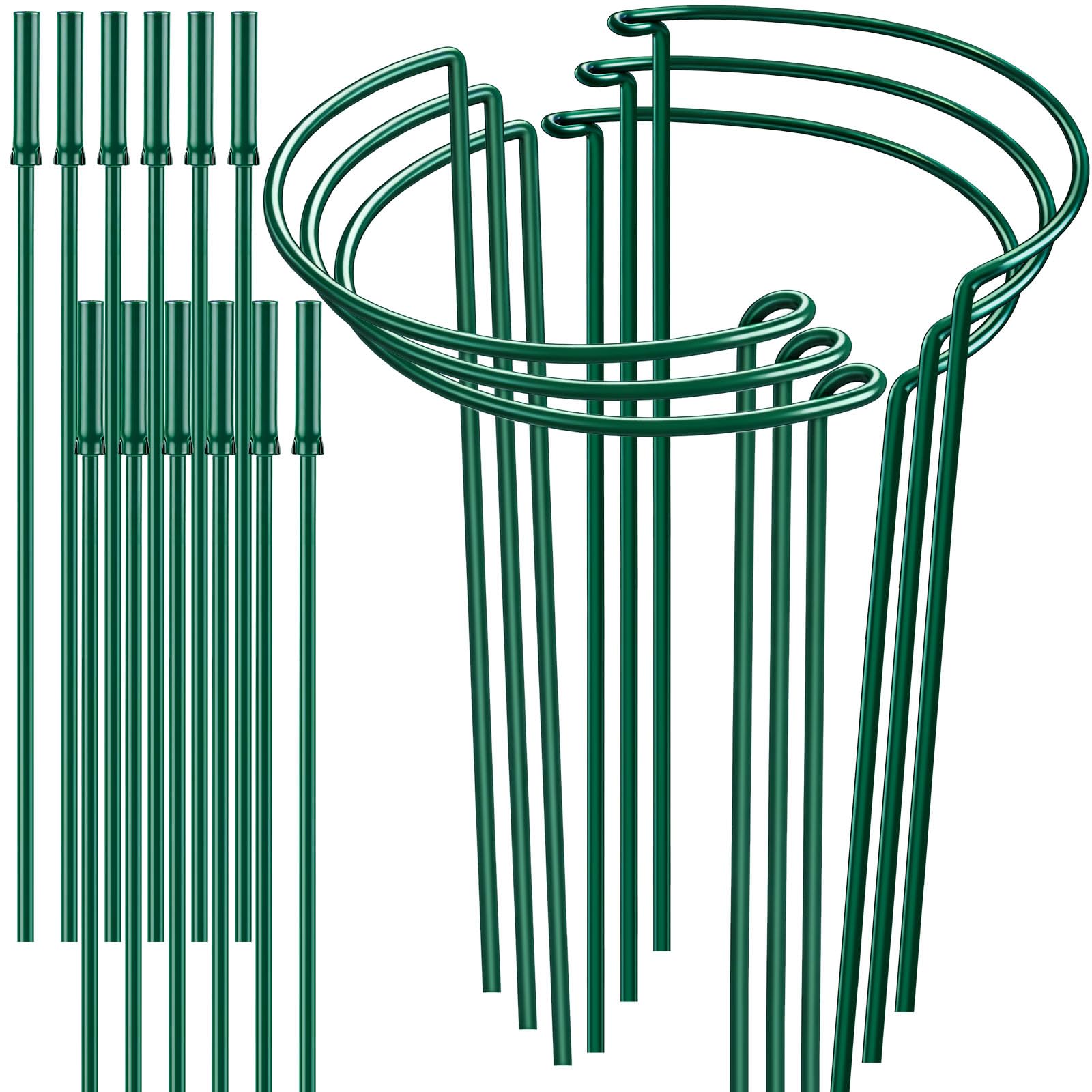HiGift paquete frontal de soportes ajustables mostrando 6 stakes, ayuda a sostener plantas