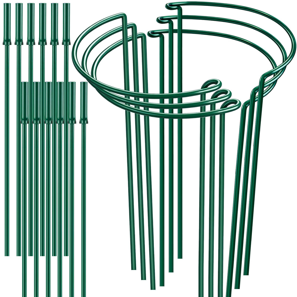 HiGift paquete frontal de soportes ajustables mostrando 6 stakes, ayuda a sostener plantas