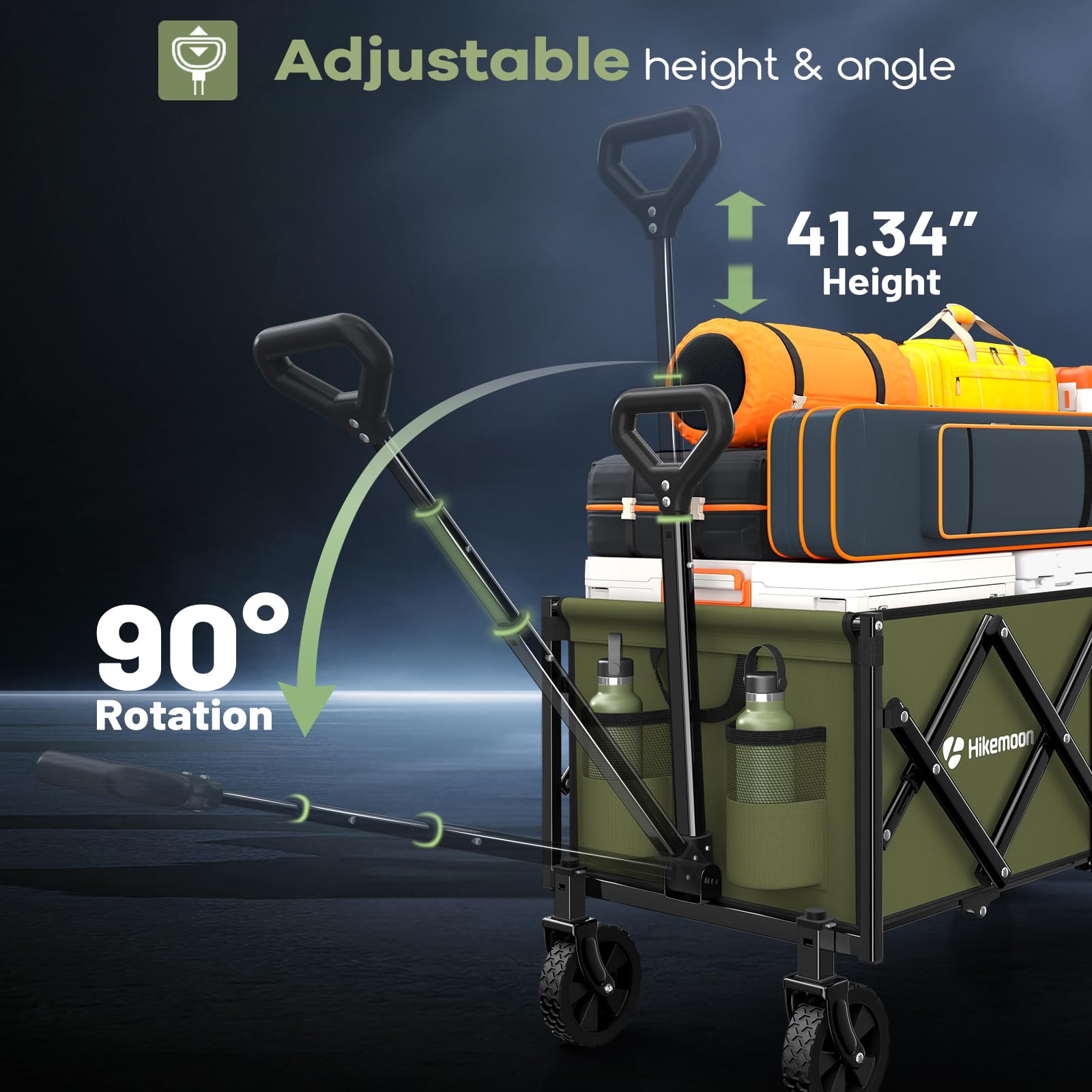 HIKEMOON marco metálico mostrando sellos de resistencia y soporte