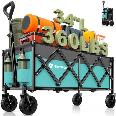 HIKEMOON frontal del carrito turquesa mostrando capacidad y diseño