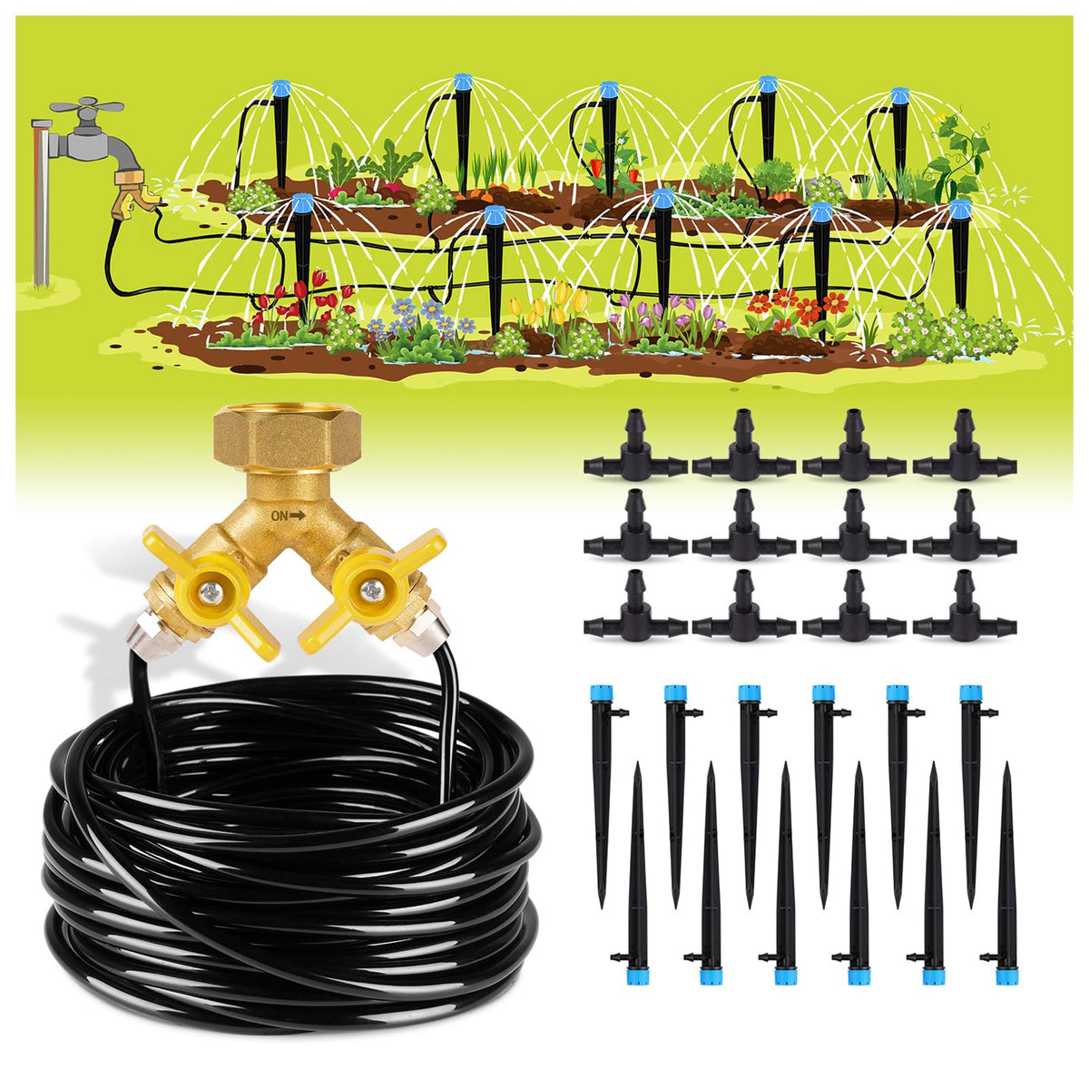 HIRALIY empaque frontal del kit mostrando componentes y ahorro de agua
