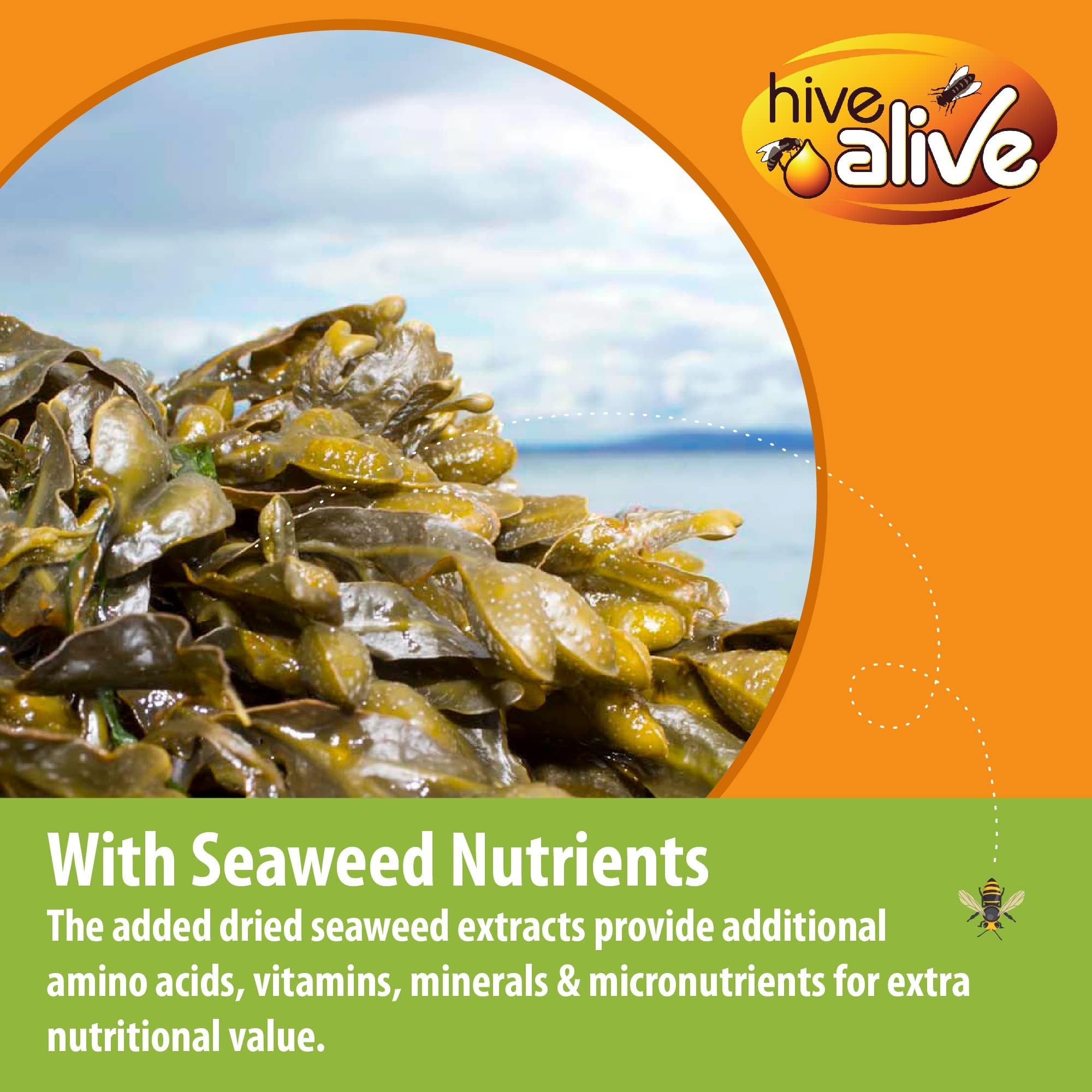 Hive Alive etiqueta con instrucciones claras y beneficios del concentrado