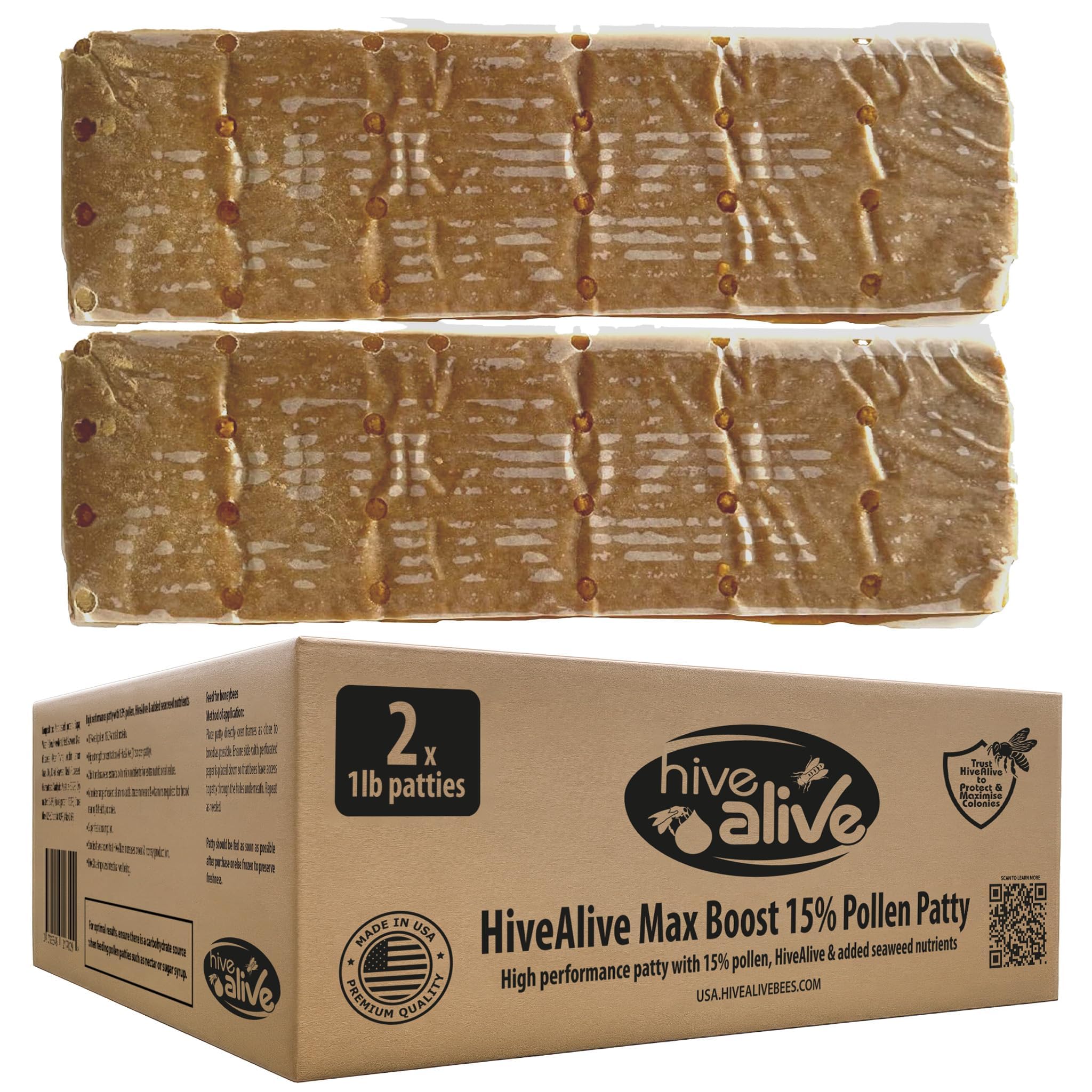 Hive Alive frontal del envase mostrando información del producto y beneficio nutricional