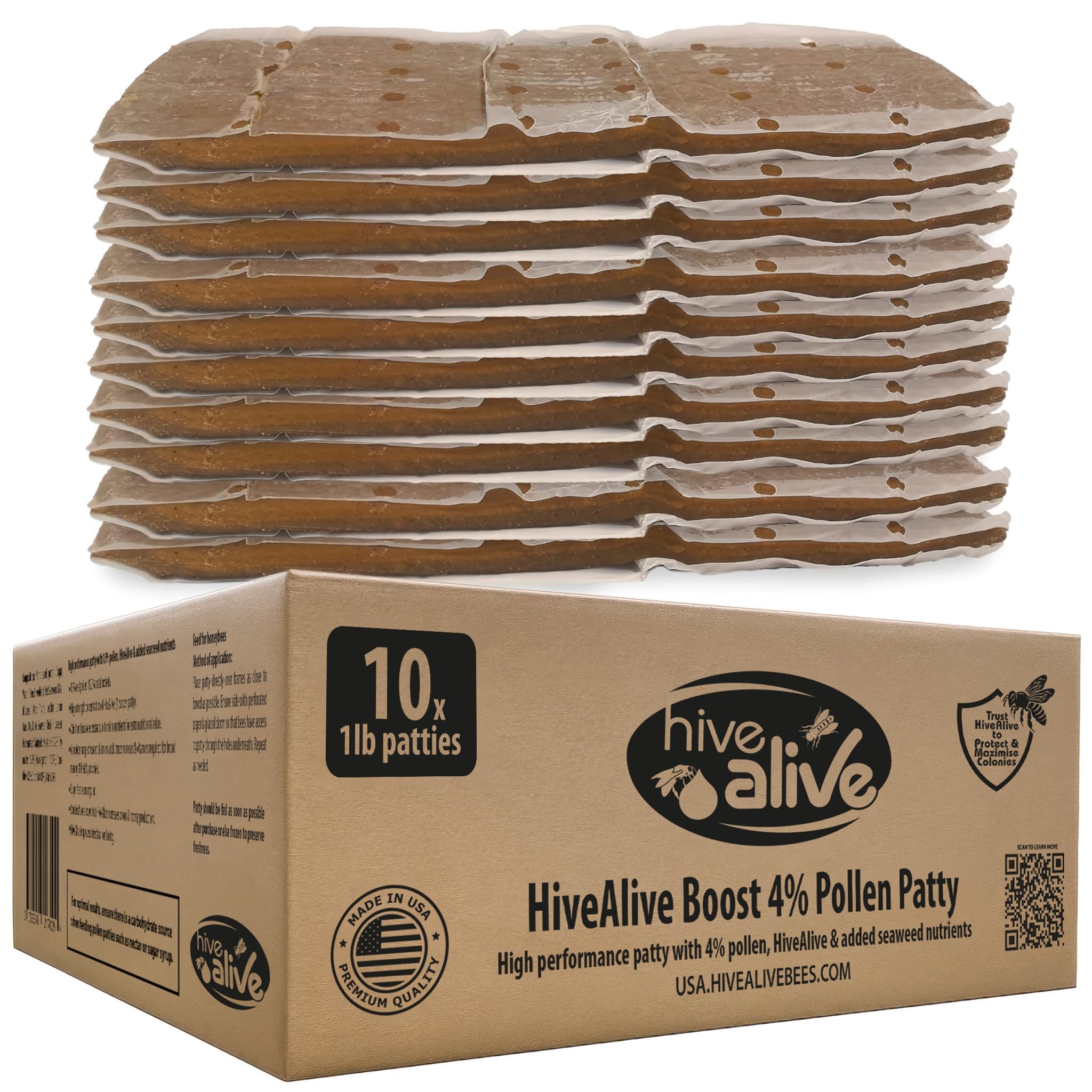 HIVE ALIVE paquete frontal mostrando 10 pastillas y comodidad de uso