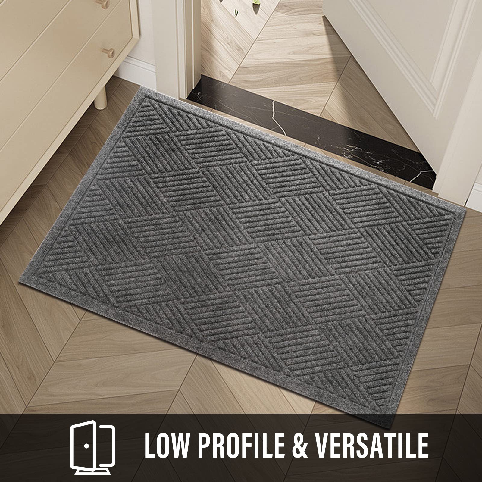 HIYARD felpudo 36x24 junto a puerta muestra escala práctica