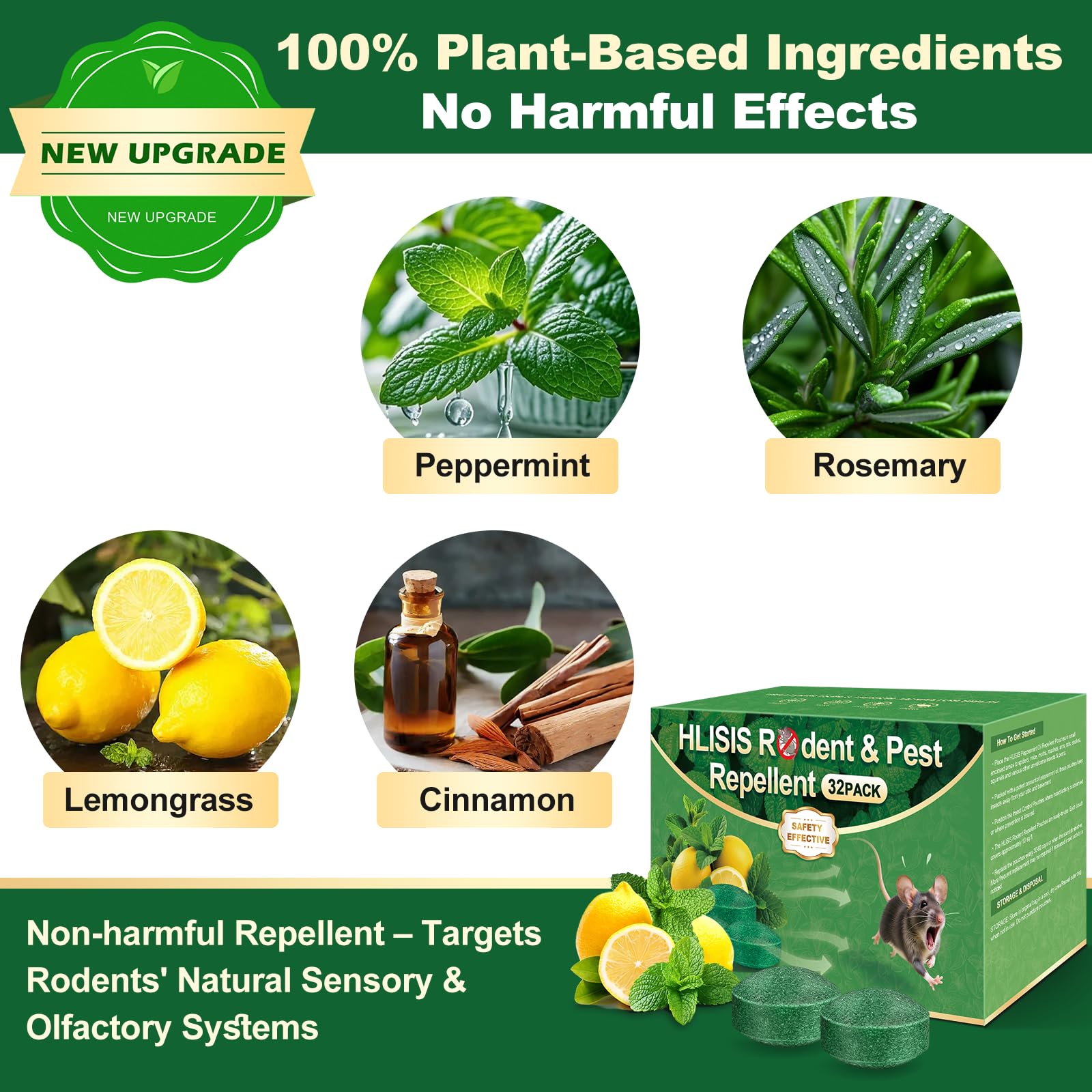 HLISIS primer plano de pastillas y textura, destaca ingrediente de menta natural