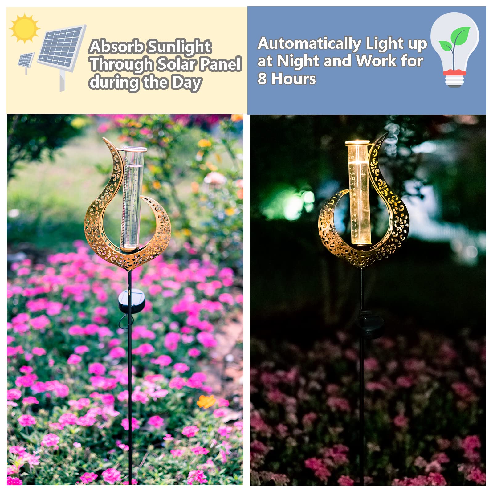 HOBYLUBY pluviómetro iluminado de noche, luz cálida decorativa