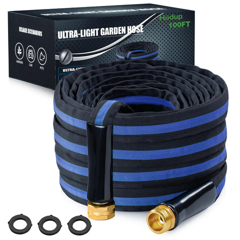 HODUP manguera 100FT frontal mostrando longitud y paquete, beneficio: larga y lista para usar
