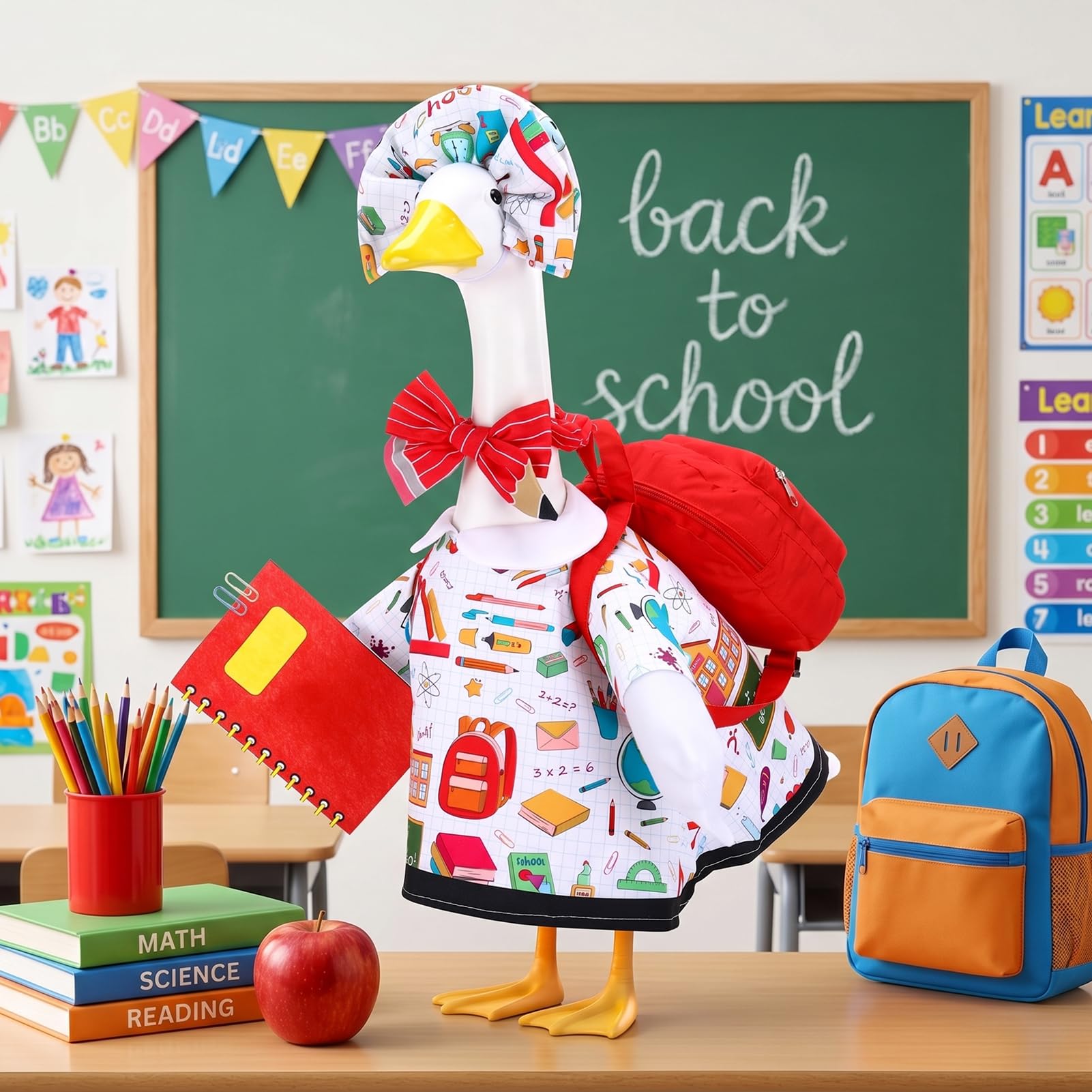 Hoemwarm mochila roja y libro decorativo que completan el look